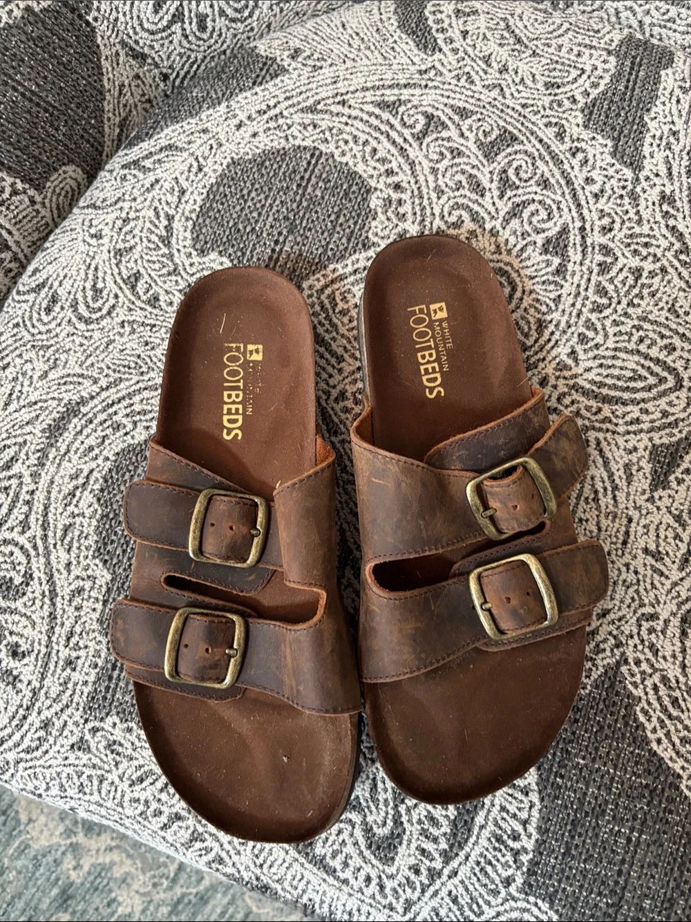 Women’s Brown Double-Buckle Slide Sandals by white mountain